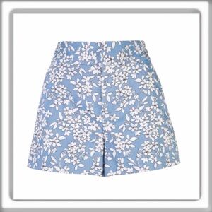 Alice And Olivia Cotton-Blend Jacquard Floral Shorts High Rise Blue Size 6
